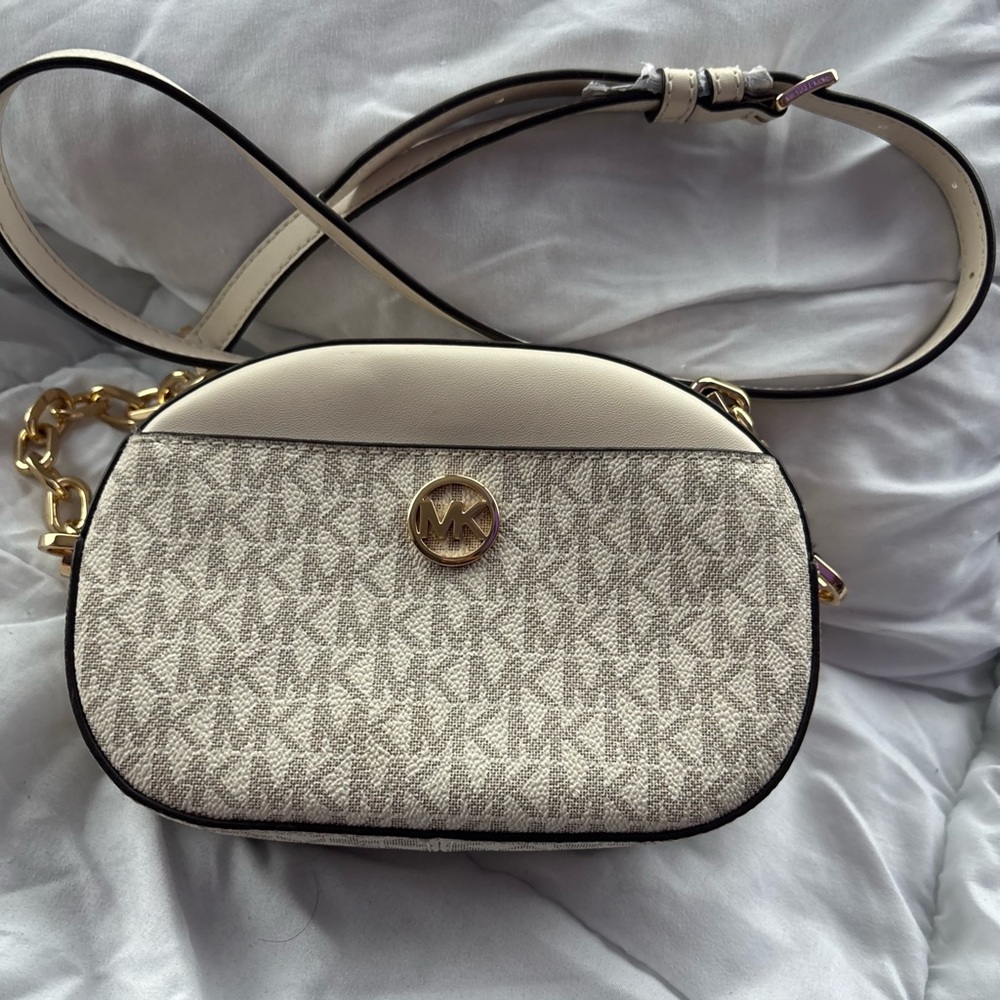 Michael Kors Beige and Gold Crossbody Bag